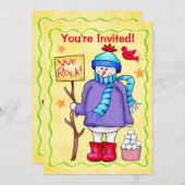 Uitnodiging voor evenementen voor kerstmis Snowman (Voorkant / Achterkant)