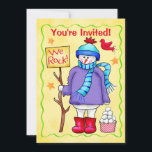 Uitnodiging voor evenementen voor kerstmis Snowman<br><div class="desc">Nodig je gasten uit voor je kerstfeest of een andere wintervakantie (of een andere gebeurtenis) met deze leuke sneeuwpop-kind 'we rock'-uitnodiging. Geweldig voor zowel kinderen als volwassenen! De sneeuwman draagt een turquoise, een blauwe tobogan en sjaal en een lavender paars sweater en heeft een bord met de tekst "Wij rock"....</div>