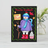 Uitnodiging voor evenementen voor kerstmis Snowman (Staand voorkant)