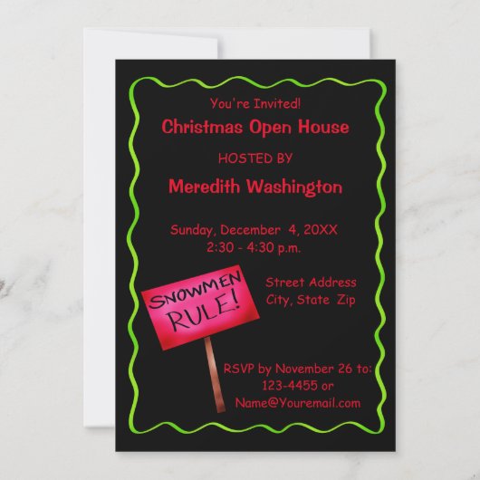 Uitnodiging voor evenementen voor kerstmis Snowman (Achterkant)