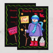 Uitnodiging voor evenementen voor kerstmis Snowman (Voorkant / Achterkant)