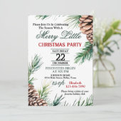 Uitnodiging voor Evergreen en Pinecone Kerstfeest (Staand voorkant)