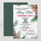 Uitnodiging voor Evergreen en Pinecone Kerstfeest (Voorkant / Achterkant)