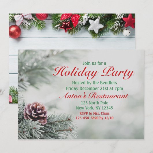 Uitnodiging voor Evergreen-kerstfeestdagen (Voorkant / Achterkant)