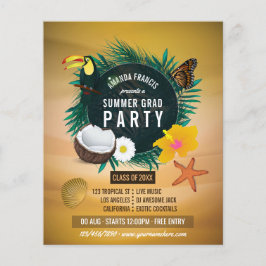 Uitnodiging voor exotisch tropisch strand afstudee flyer