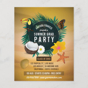 Uitnodiging voor exotisch tropisch strand afstudee flyer