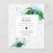 Uitnodiging voor exotische pauwenveer bruiloft op  (Voorkant)