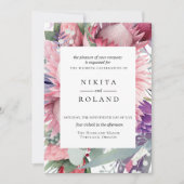 Uitnodiging voor exotische Protea Floral Wedding (Voorkant)
