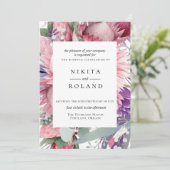 Uitnodiging voor exotische Protea Floral Wedding (Staand voorkant)