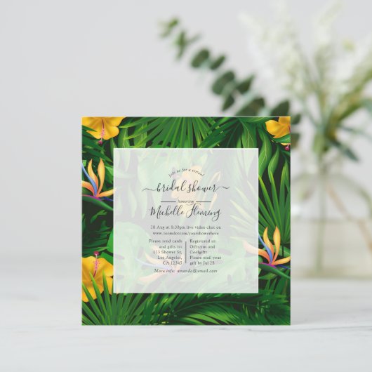 Uitnodiging voor externe tropische virtuele douche (Staand voorkant)