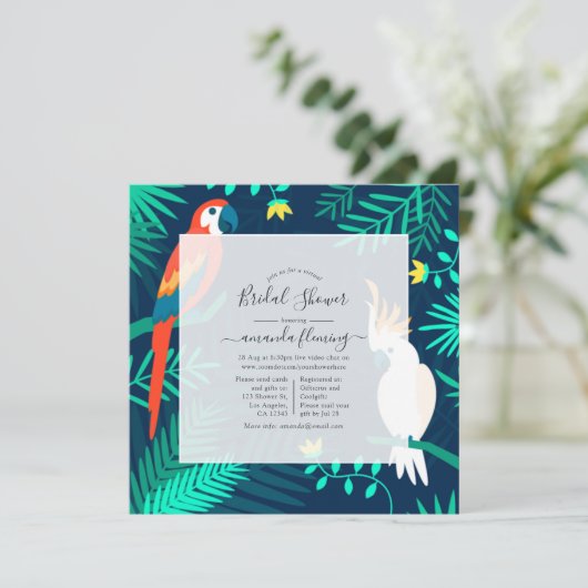 Uitnodiging voor externe tropische virtuele douche (Staand voorkant)