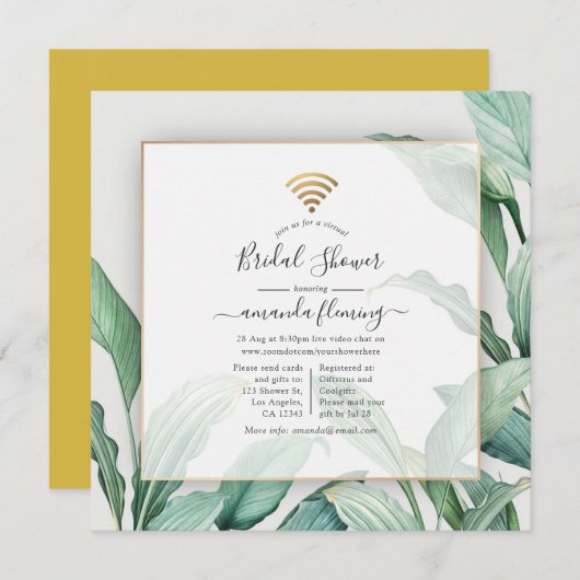 Uitnodiging voor externe tropische virtuele douche (Voorkant / Achterkant)