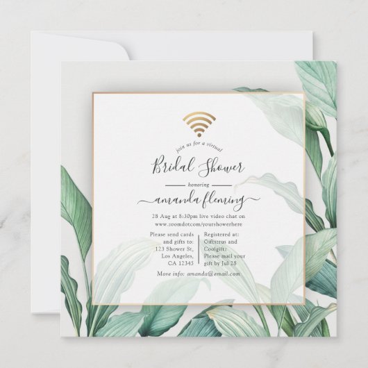 Uitnodiging voor externe tropische virtuele douche (Voorkant)