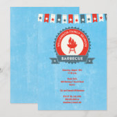 Uitnodiging voor familie reünie barbecue rood wit  (Voorkant / Achterkant)