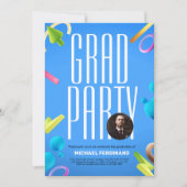 Uitnodiging voor fancy blauwe graduatie personalis (Voorkant)