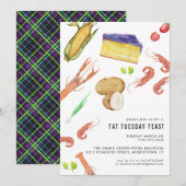 Uitnodiging voor Fat Tuesday Mardi Gras-feest (Voorkant / Achterkant)
