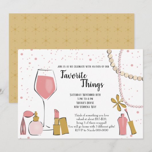 Uitnodiging voor favoriete Dingen (Voorkant / Achterkant)