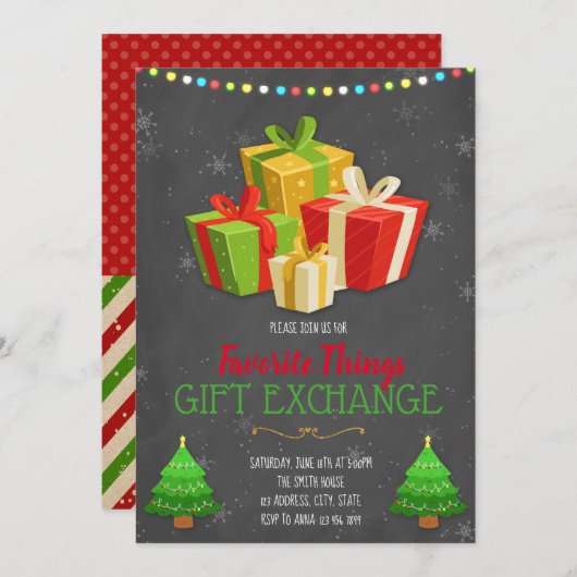 Uitnodiging voor favoriete dingen ruilfeest (Voorkant / Achterkant)