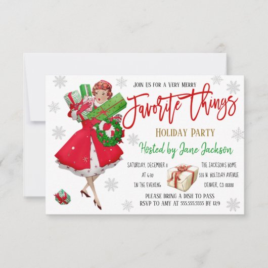 Uitnodiging voor favoriete kerstfeestjes (Voorkant)