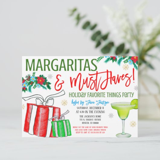 Uitnodiging voor favoriete kerstfeestjes (Staand voorkant)