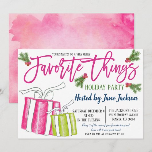 Uitnodiging voor favoriete kerstfeestjes (Voorkant / Achterkant)