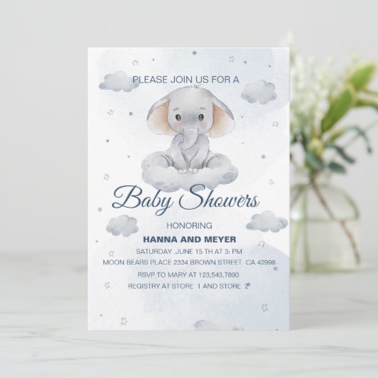 Uitnodiging voor feest baby jongen (Staand voorkant)