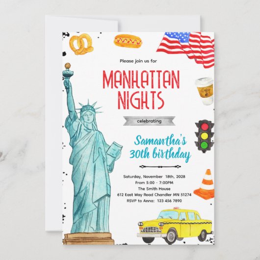 Uitnodiging voor feest in New York (Voorkant)