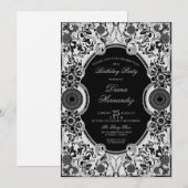 Uitnodiging voor feest met bloemendecor (Voorkant / Achterkant)