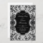 Uitnodiging voor feest met sierlijke bloemen (Voorkant / Achterkant)