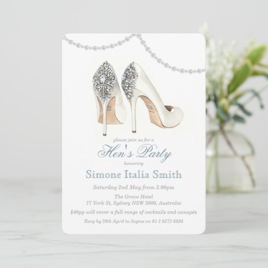 Uitnodiging voor feest van de bruid met hoge hak s (Staand voorkant)