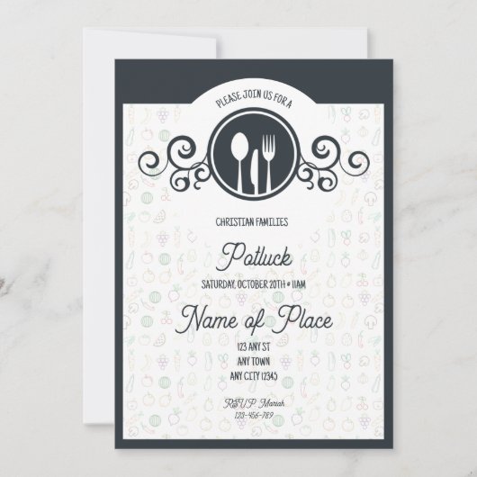 Uitnodiging voor Feest van Geloof Familie Potluck (Voorkant)