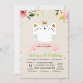 Uitnodiging voor feest van knuffel prinses kat (Voorkant)