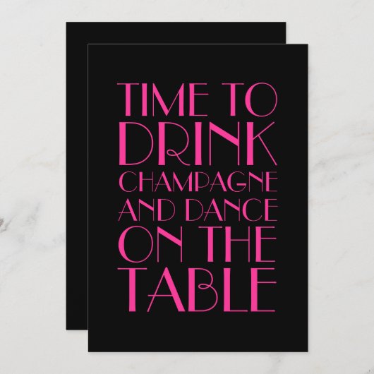 Uitnodiging voor feest van Roaring Twenties Fuchsi (Voorkant / Achterkant)