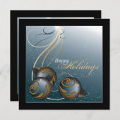 Uitnodiging voor feestdag - Blauwgroen en goudvers (Voorkant / Achterkant)