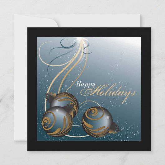 Uitnodiging voor feestdag - Blauwgroen en goudvers (Voorkant)