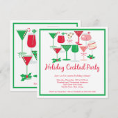 Uitnodiging voor feestdag Cocktail-kerstfeest (Voorkant / Achterkant)