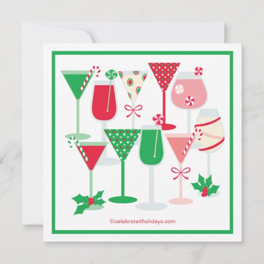 Uitnodiging voor feestdag Cocktail-kerstfeest (Achterkant)