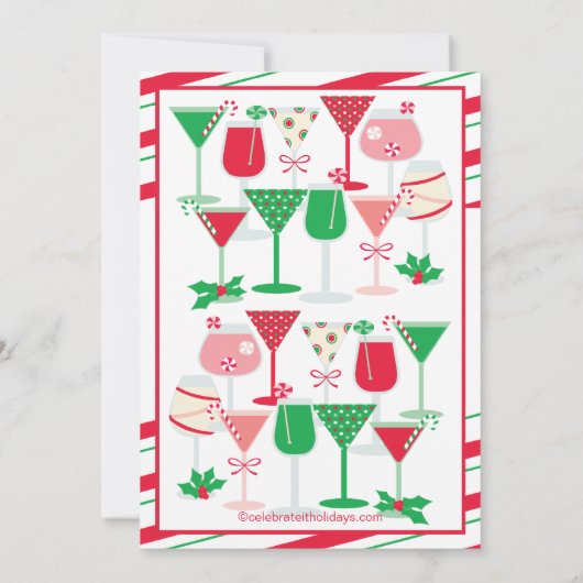 Uitnodiging voor feestdag Cocktail-kerstfeest (Achterkant)
