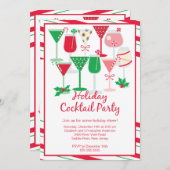 Uitnodiging voor feestdag Cocktail-kerstfeest (Voorkant / Achterkant)