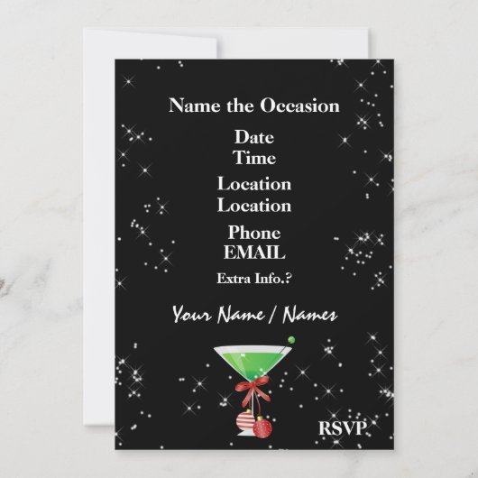 Uitnodiging voor feestdag Cocktail Party (Achterkant)