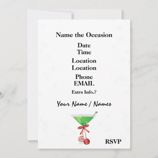 Uitnodiging voor feestdag Cocktail Party (Achterkant)