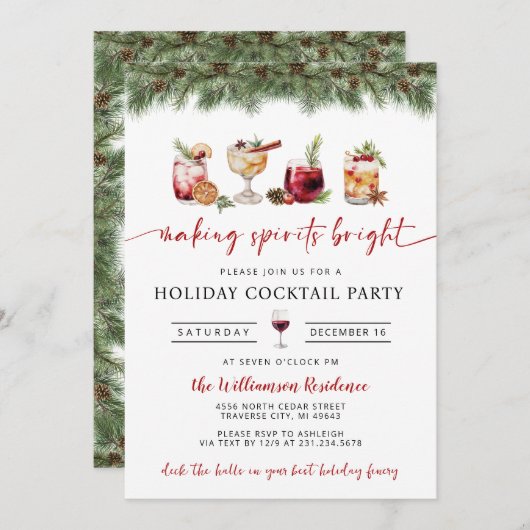 Uitnodiging voor feestdag Cocktail Party (Voorkant / Achterkant)