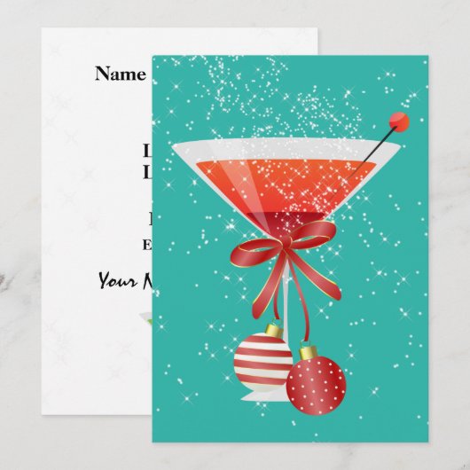 Uitnodiging voor feestdag Cocktail Party (Voorkant / Achterkant)