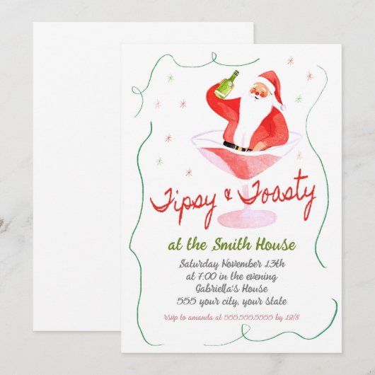 Uitnodiging voor feestdag Cocktail Party (Voorkant / Achterkant)