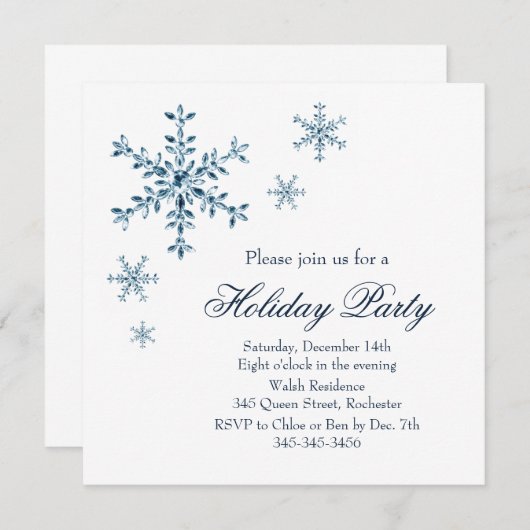 Uitnodiging voor feestdag Glamor Party (wit) (Voorkant / Achterkant)