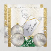 Uitnodiging voor feestdag - Goud en zilverversieri (Voorkant / Achterkant)