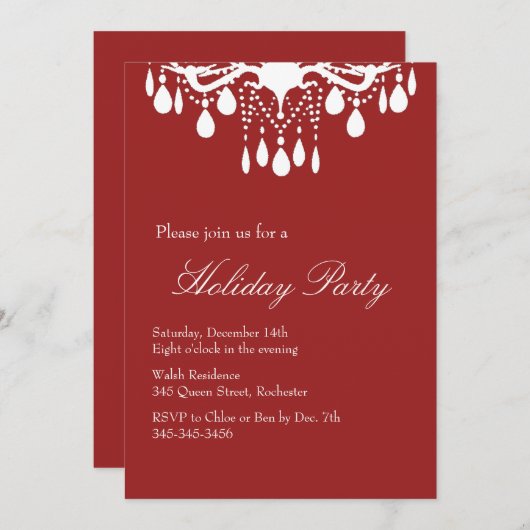 Uitnodiging voor feestdag Grote balzaal (rood) (Voorkant / Achterkant)