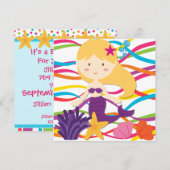 Uitnodiging voor feestdag in Bright Colors Mermaid (Voorkant / Achterkant)