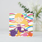 Uitnodiging voor feestdag in Bright Colors Mermaid (Staand voorkant)