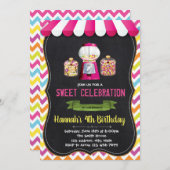 uitnodiging voor feestdag in candyland (Voorkant / Achterkant)